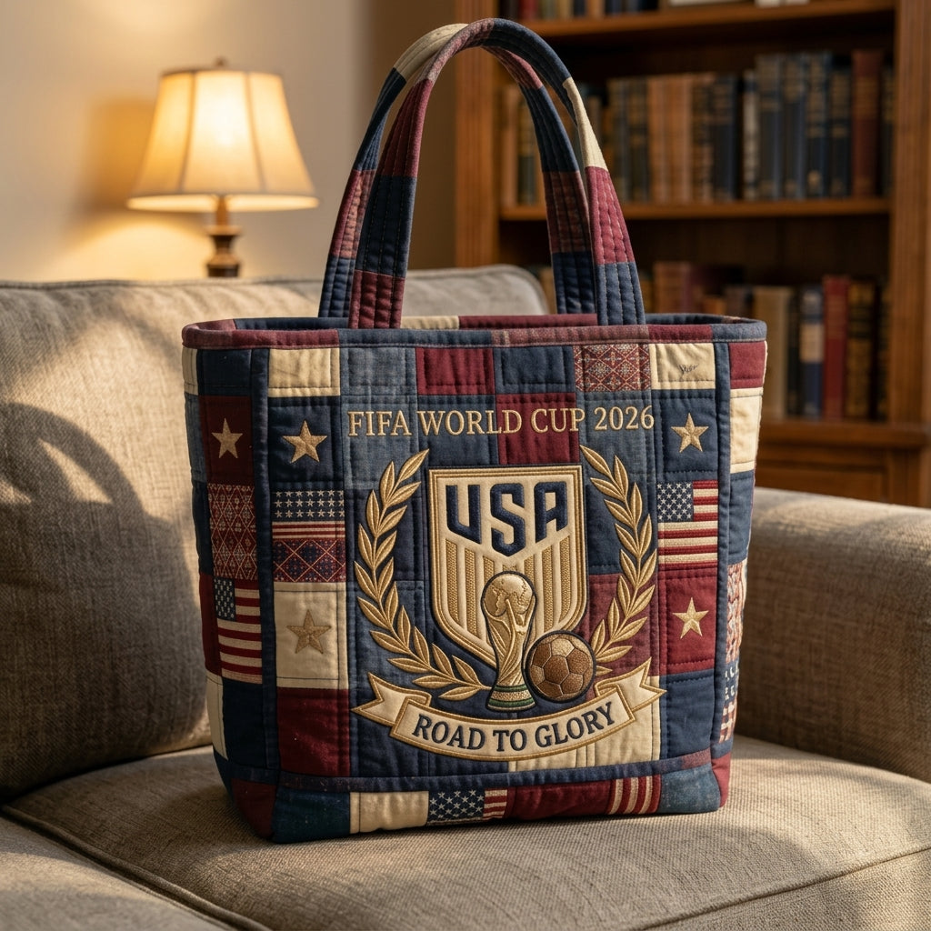 USA Soccer Championship 2026 Quilted Tote Bag Patriotic Gift