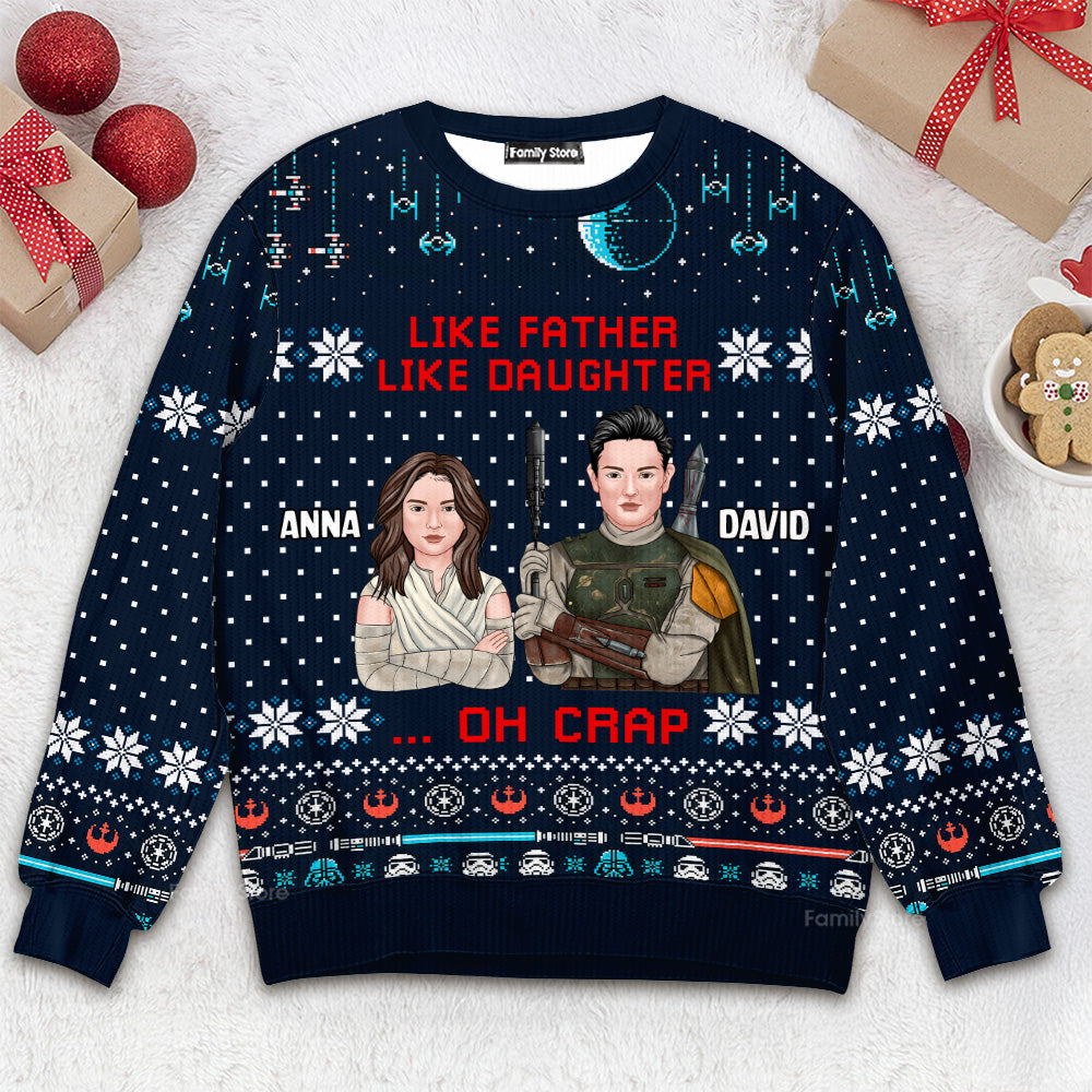 Personalized Like Father Like Daughter Ugly Sweater for Family Christmas Gift