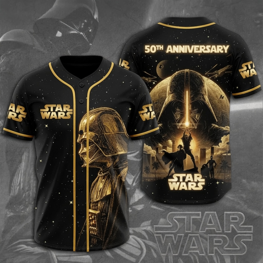 Personalized Star Wars Baseball Jersey 50th Anniversary Gift for Movie Fans