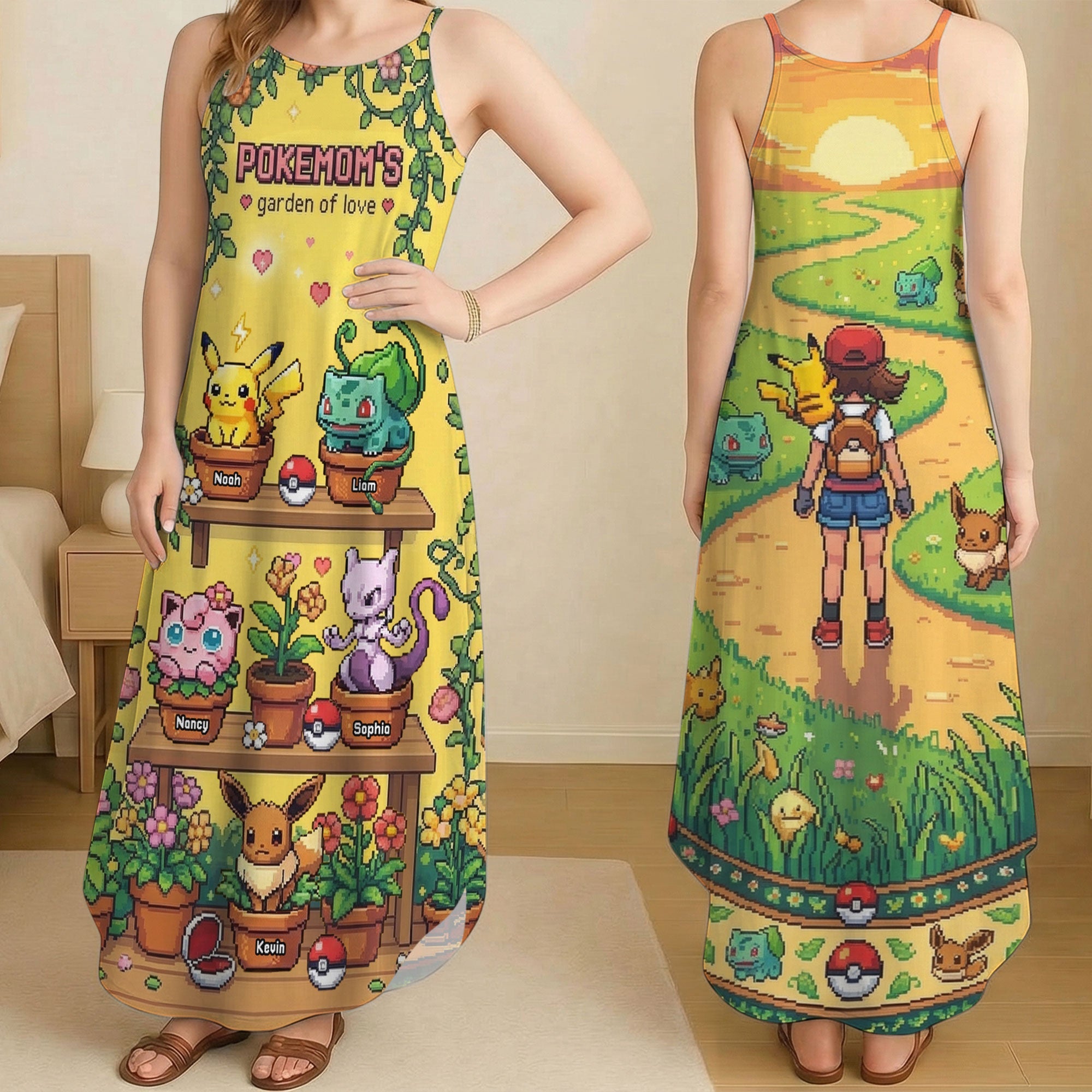 Personalized Pokemon Maxi Dress Gift for Mom, Movie Fans