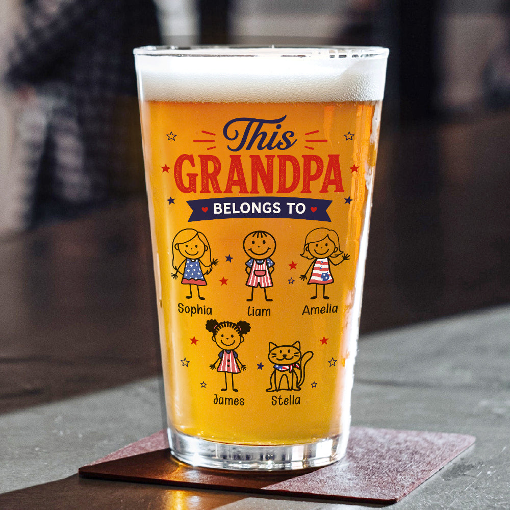 Personalized Beer Glass This Dad Belongs To Gift for Father HN590 - Print Beer Glass GradoCreations