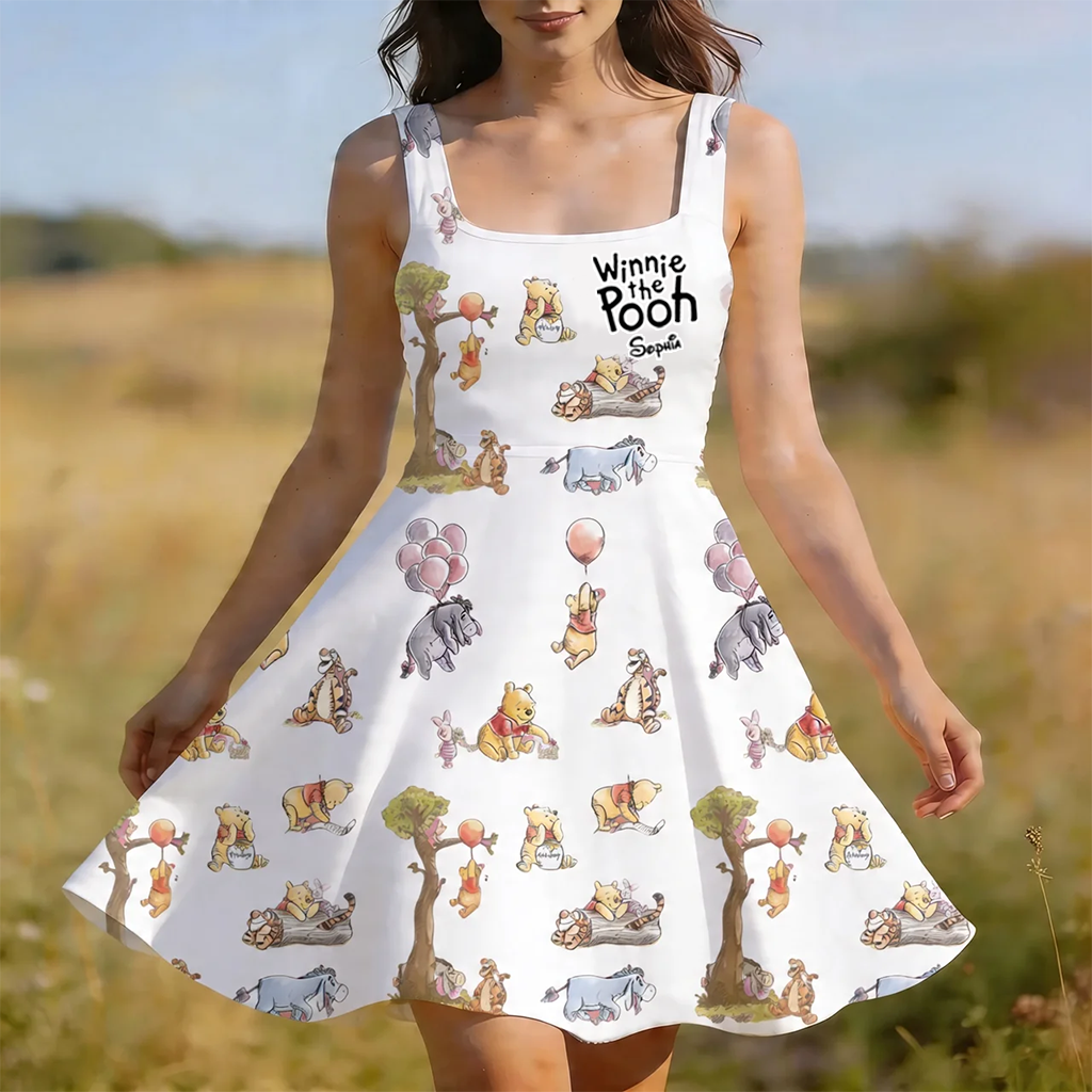 Personalized Winnie the Pooh Skater Dress for Movie Fans, Gift for Her