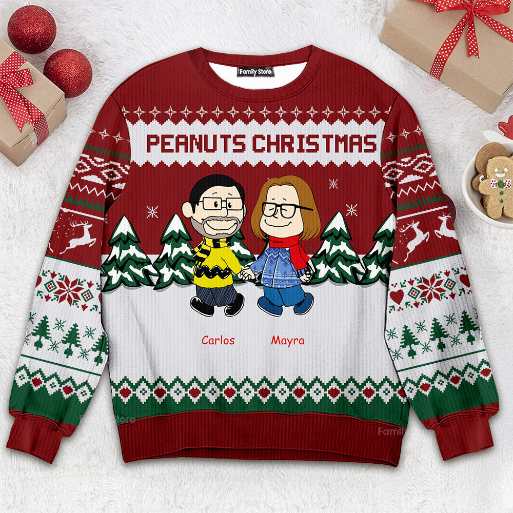 Personalized Peanuts Christmas Ugly Sweater for Couples Gift