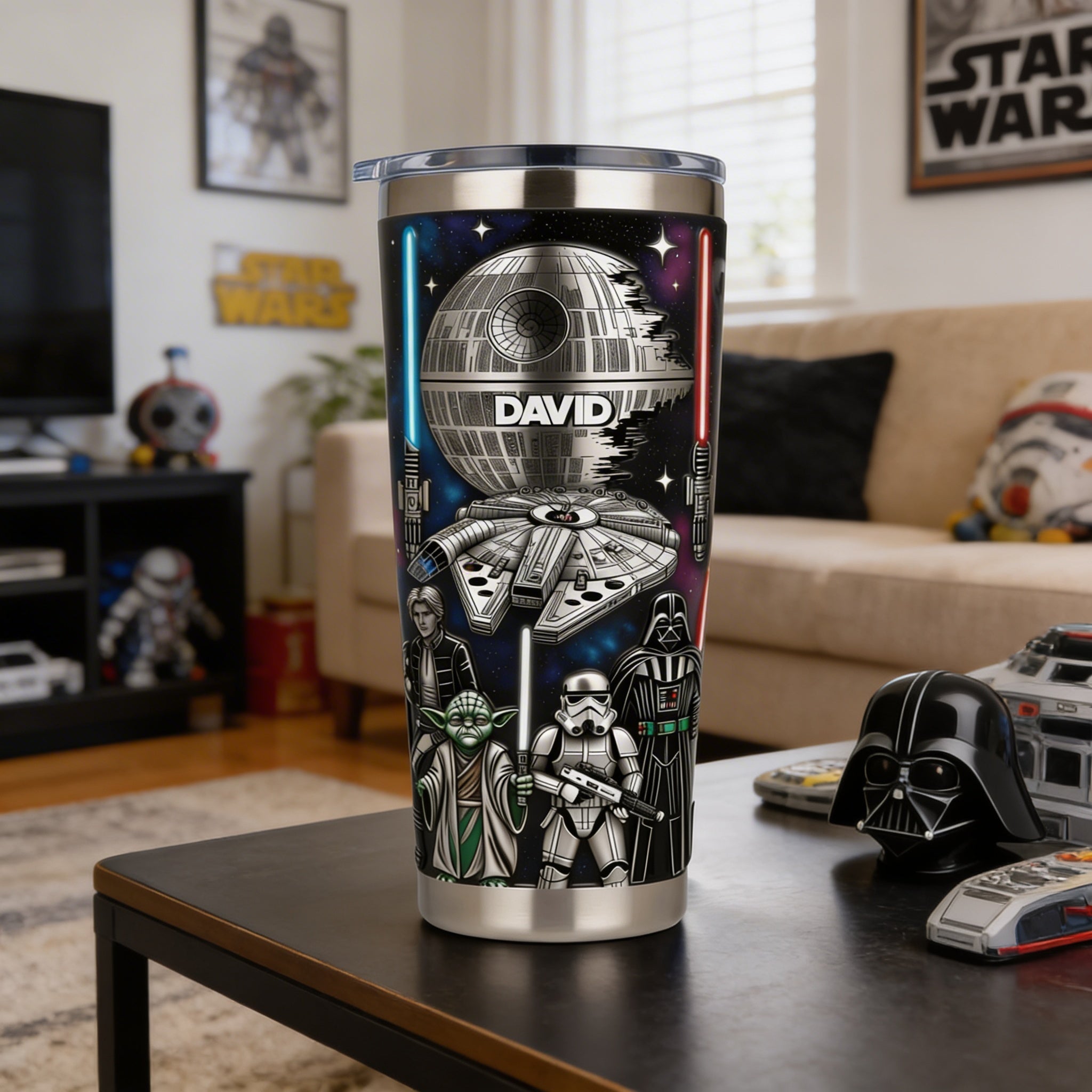 Personalized Galaxy Star Wars Tumbler Custom Name Gift for Movie Fans