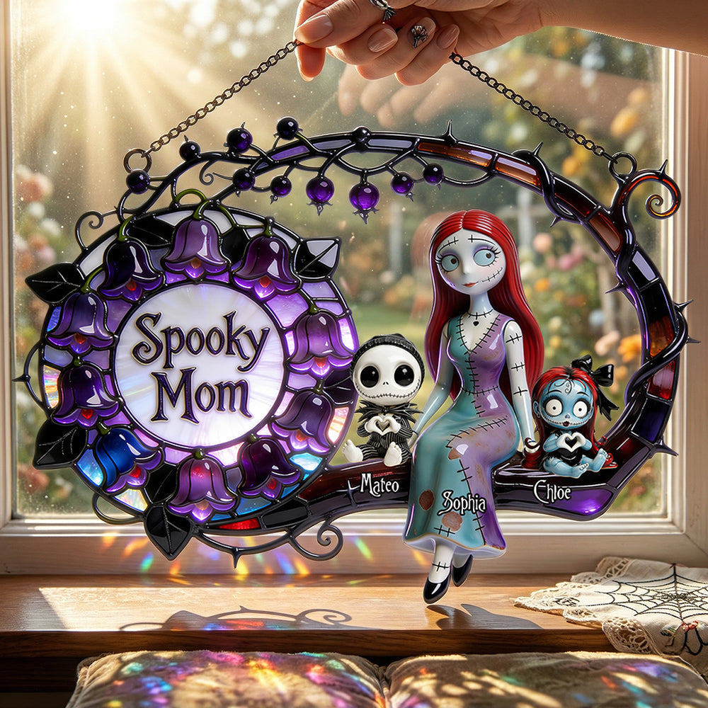 Personalized Spooky Mom Suncatcher Gift for Movie Fans