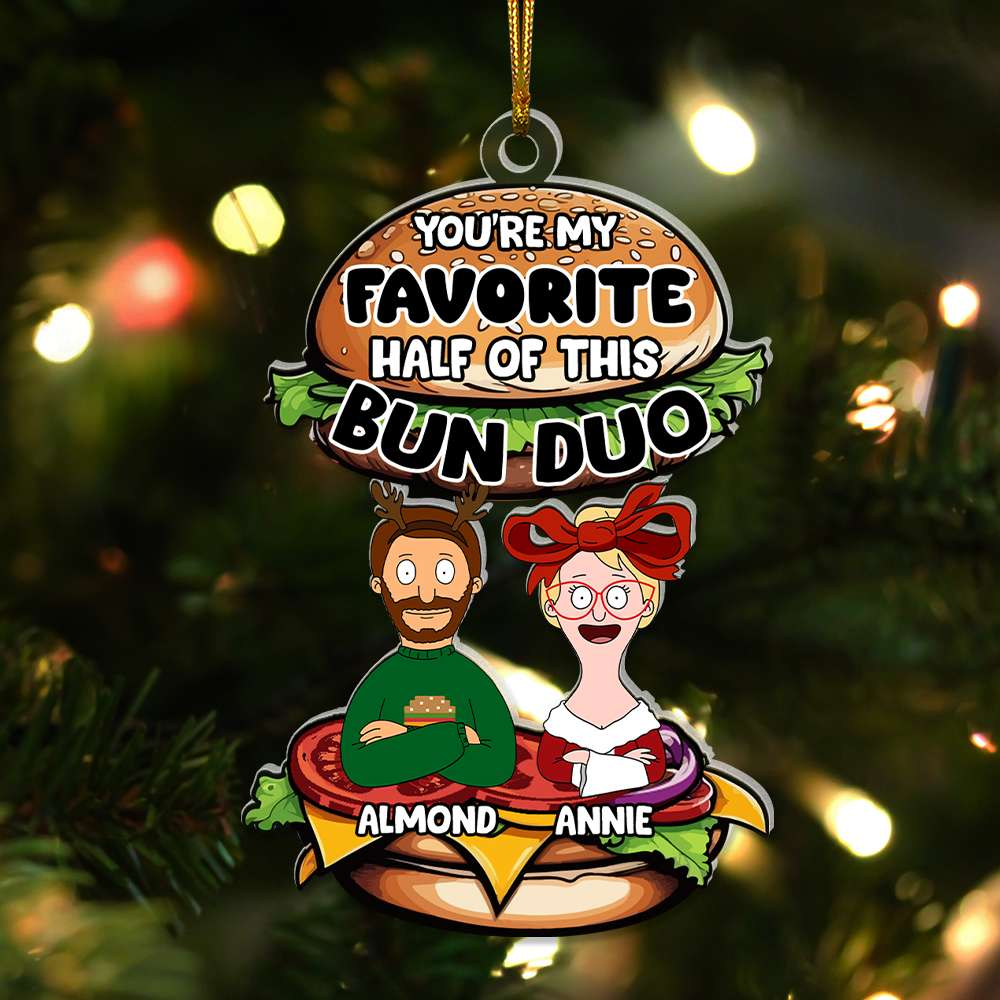 Personalized Acrylic Ornament for Couples - Burger Lovers Gift