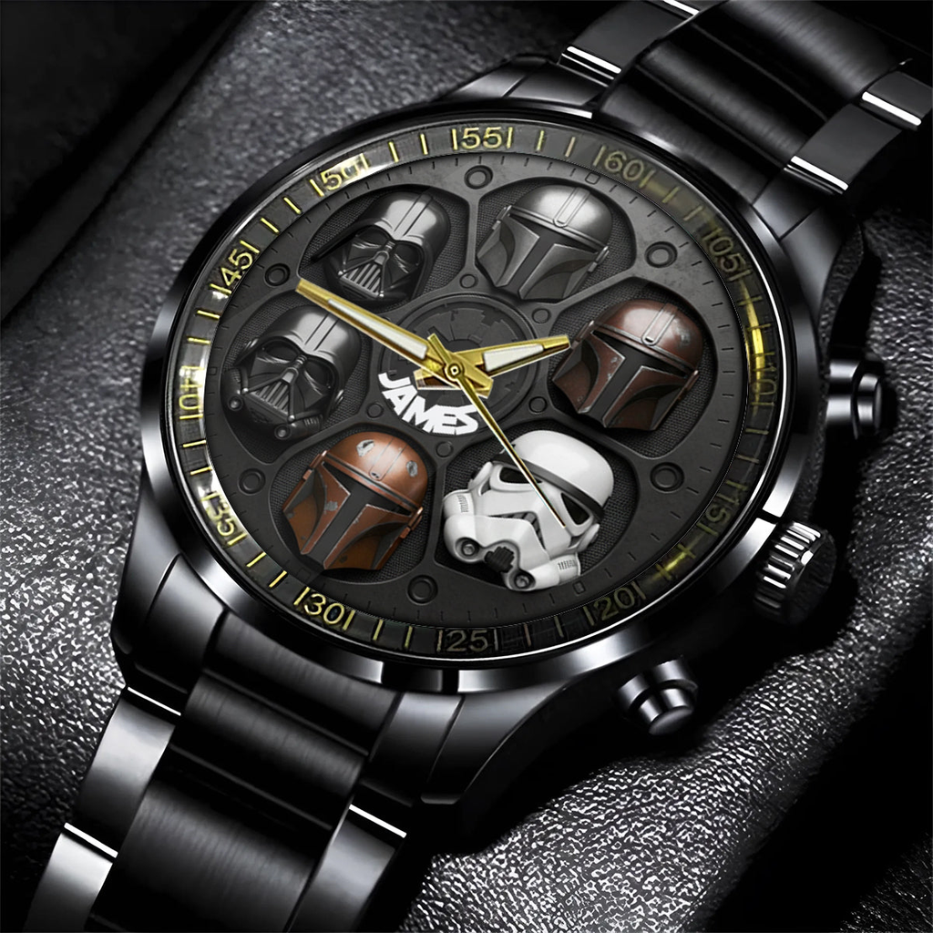 Personalized Star Wars Themed Hand Watch Custom Name Gift for Him