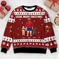 Personalized Ugly Christmas Sweater Custom Family Names Red Holiday Apparel