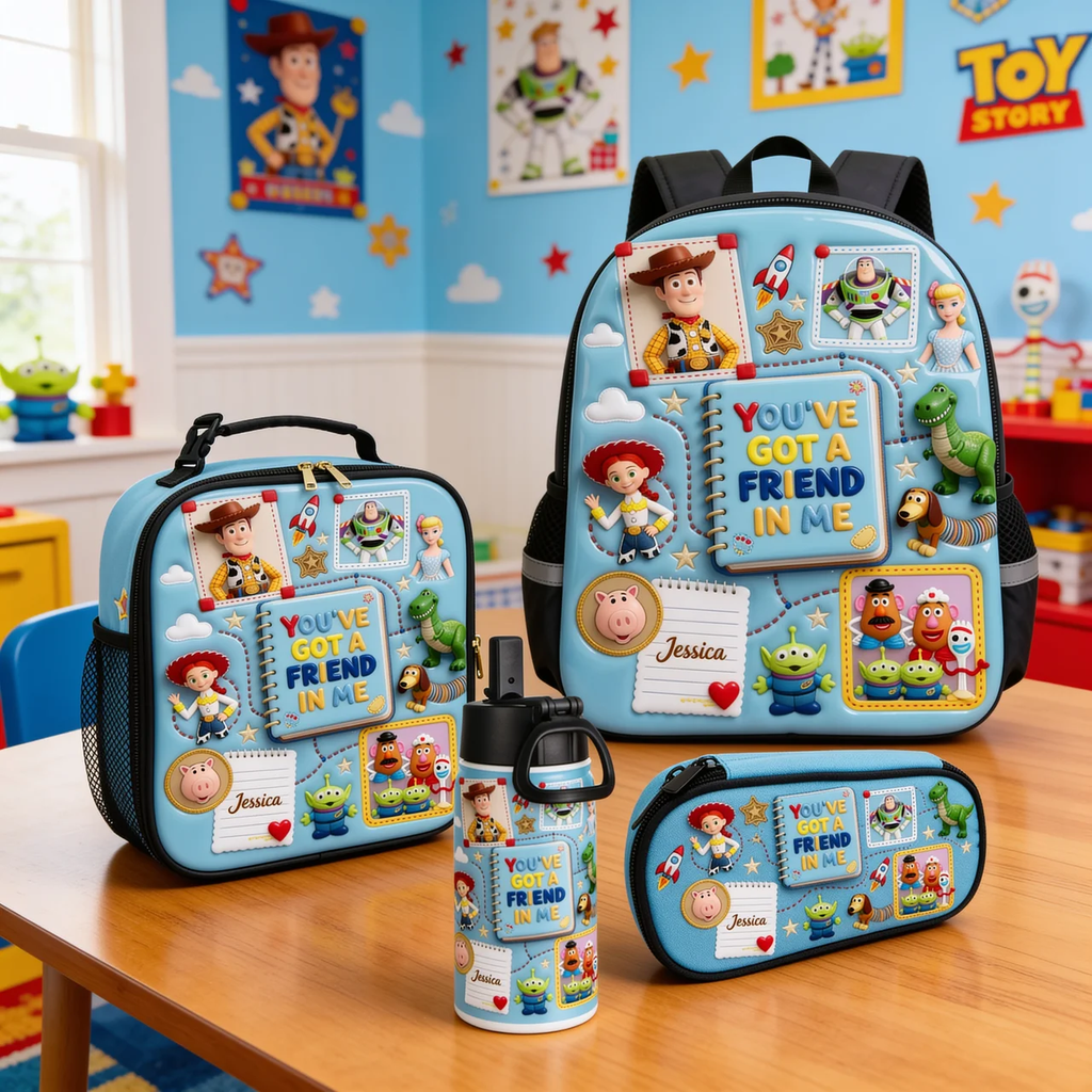 Personalized Toy Story Backpack Set with Lunch Bag & Water Bottle - Back to School Gift for Kids
