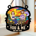 Personalized Cartoon Couple Beach Suncatcher Gift for Anniversary