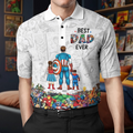 Personalized Best Dad Ever Superhero Polo Shirt Gift for Dad