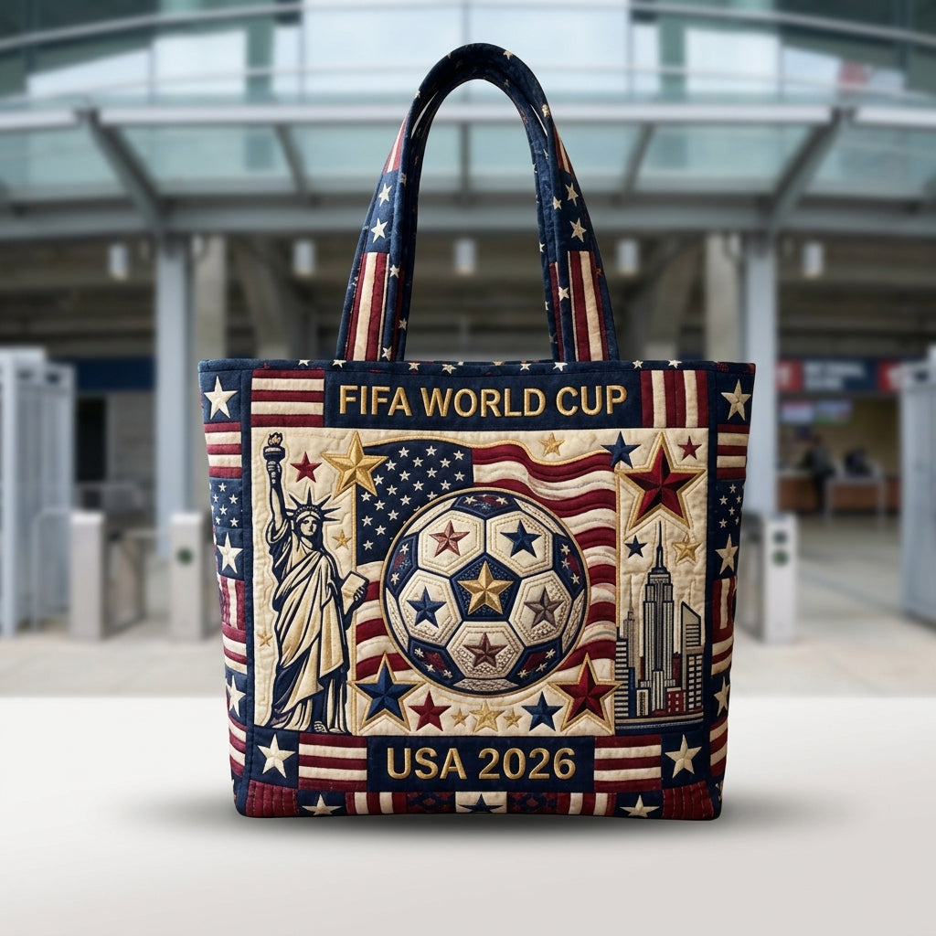 Quilted Tote Bag USA Soccer Championship 2026 Gift for Football Fans