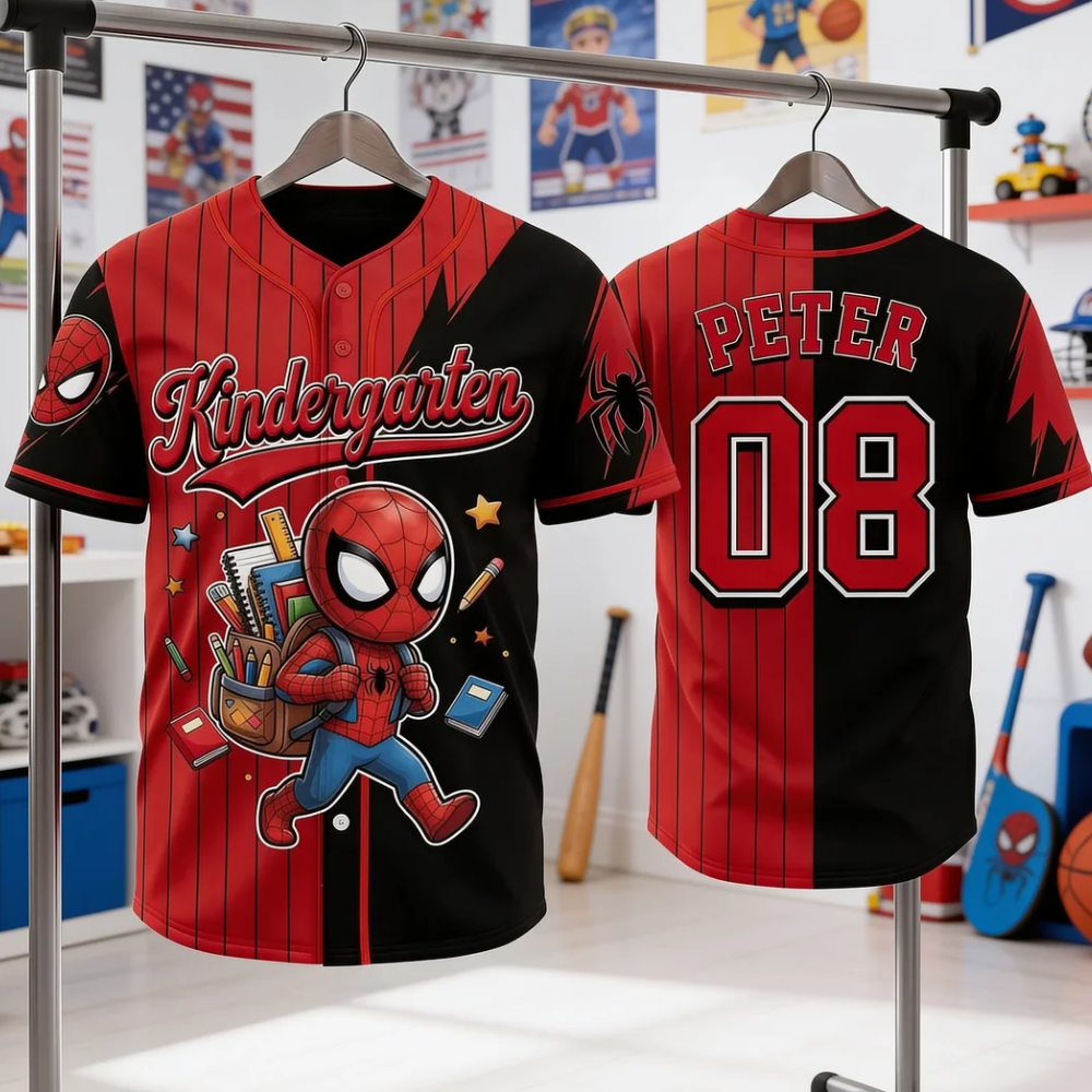 Personalized Kid Baseball Jersey Custom Grade Spider-Man Gift for Back to School Kid Baseball Jersey GradoCreations