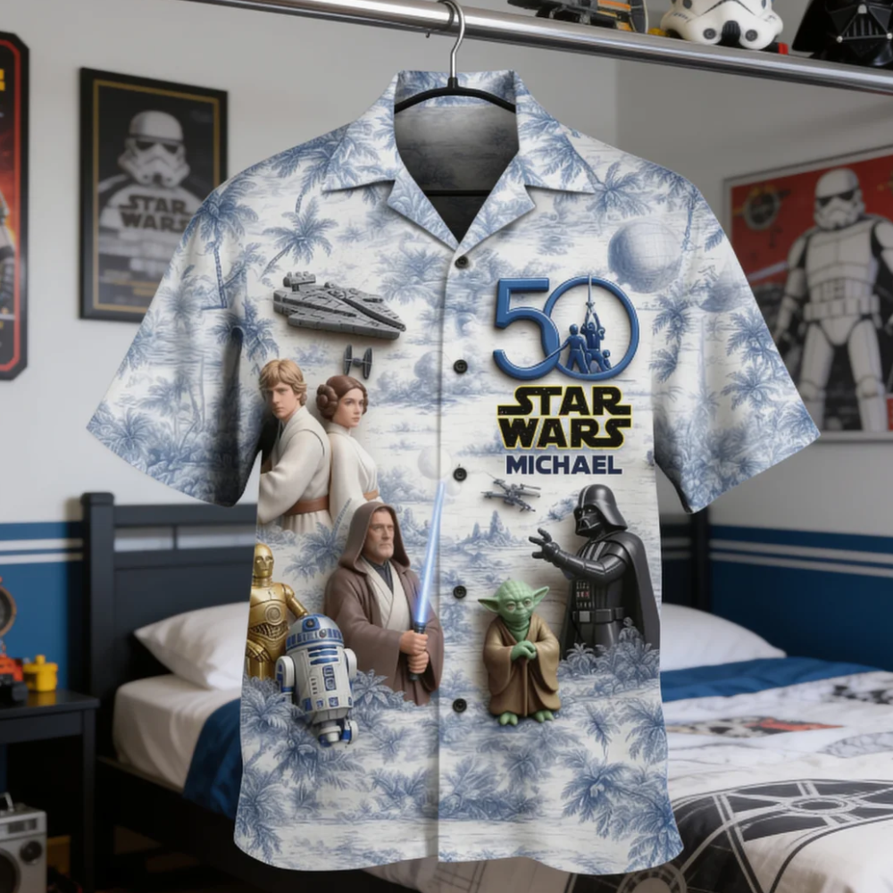 Personalized Star Wars Hawaiian Shirt Custom Name Gift for Movie Fans Hawaiian Shirt GradoCreations