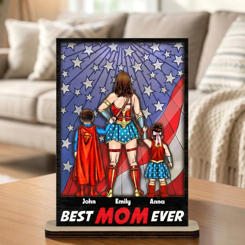 Personalized Super Hero Mom Wooden Plaque Gift for Mother's Day Wood Plaque GradoCreations