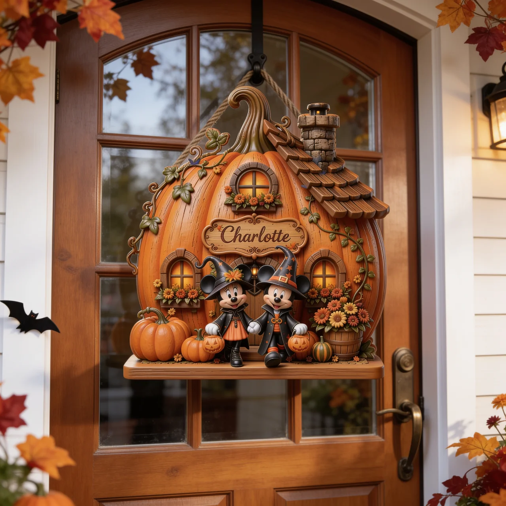 Personalized Pumpkin House Sign for Halloween Gift Decor Wood Sign GradoCreations