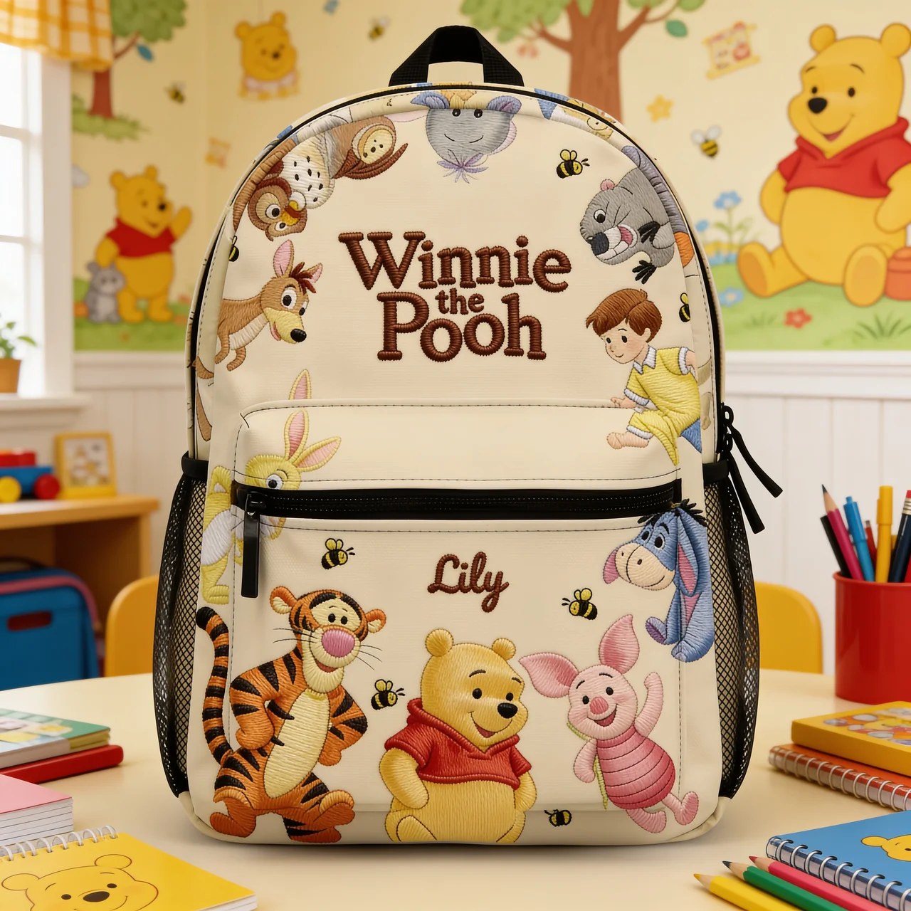 Personalized Winnie the Pooh Backpack Custom Name Gift for Kids