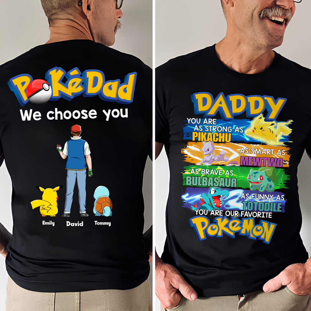 Personalized PokeDad Cotton T-Shirt Unique Gift for Dad