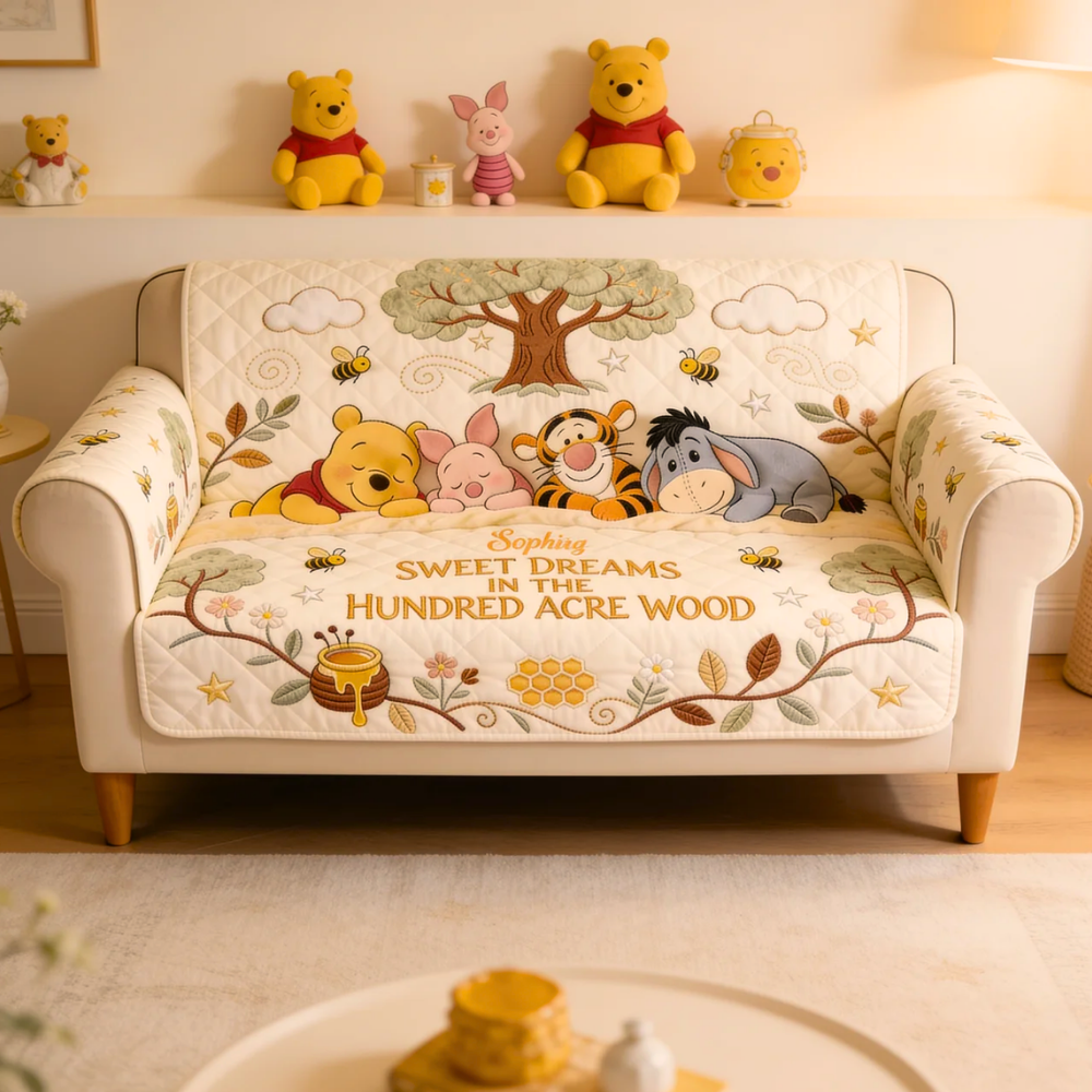 Personalized Quilted Sofa Cover Sweet Dreams Gift for Family Quited Sofa Cover GradoCreations