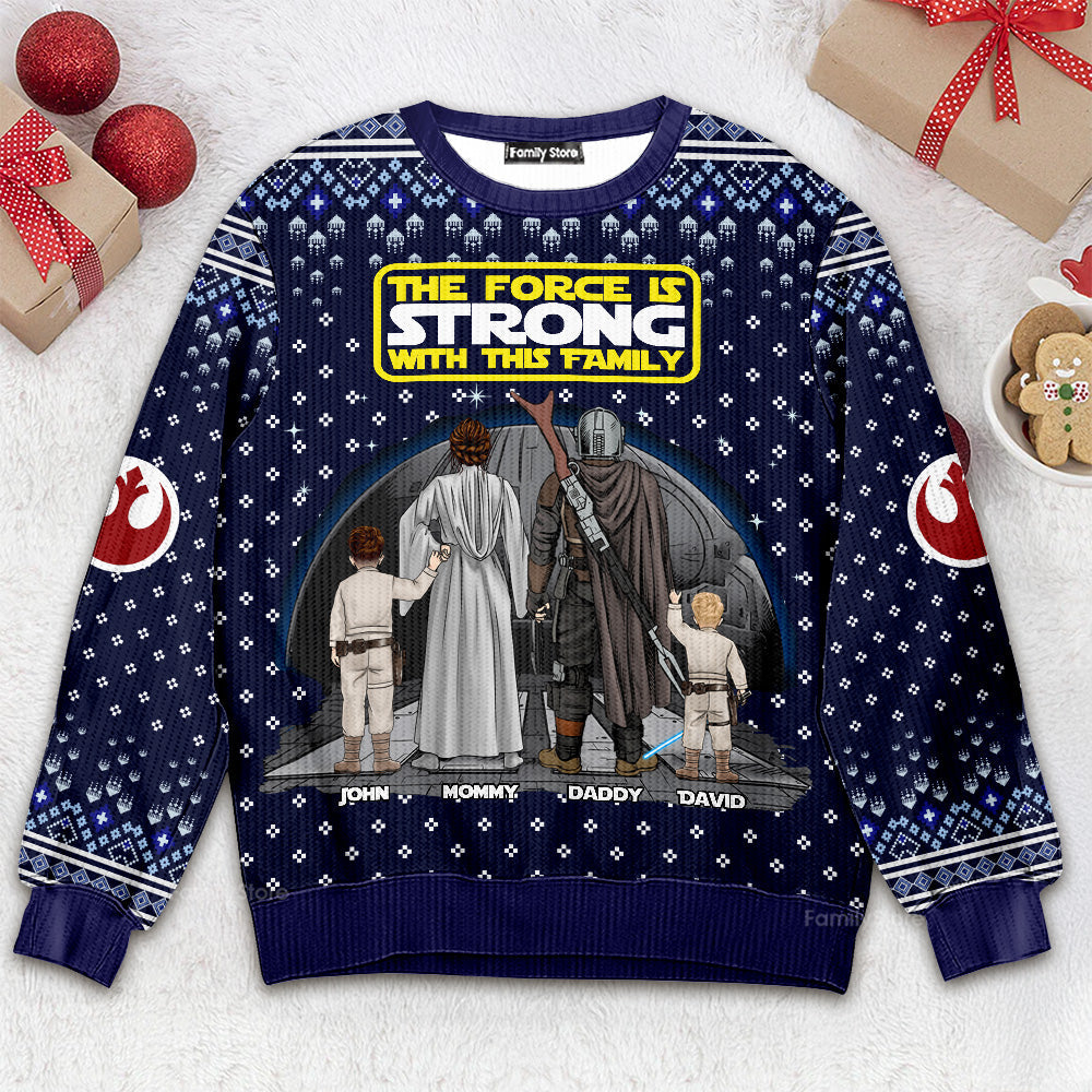 Personalized Star Wars Ugly Sweater Custom Family Names Holiday Gift