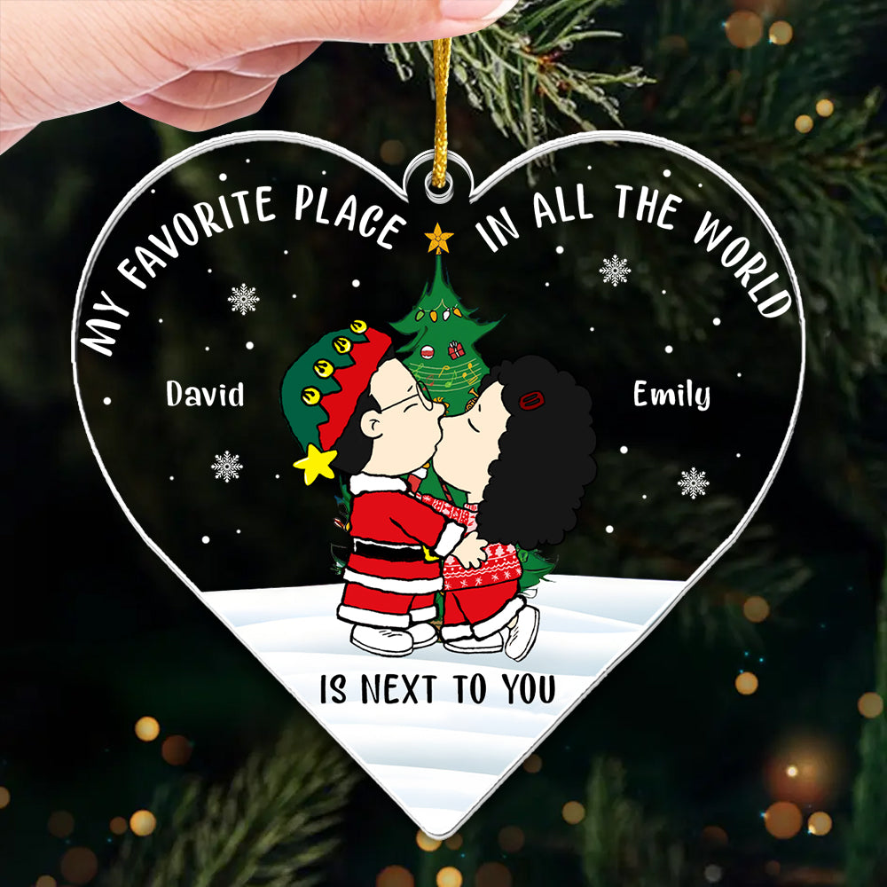 Personalized Heart Shaped Acrylic Ornament for Couples - Custom Christmas Gift