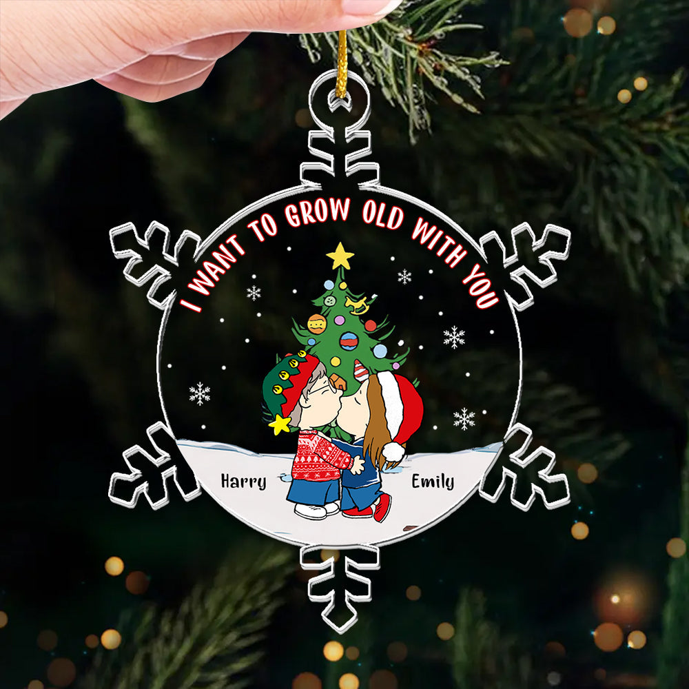 Personalized Acrylic Ornament I Want to Grow Old With You Christmas Gift for Couple