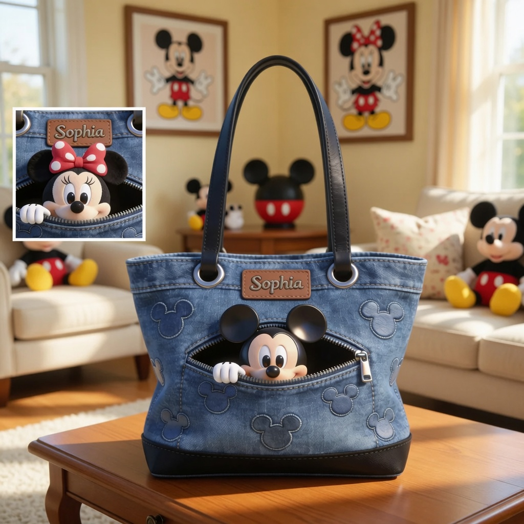 Personalized Disney-Inspired Tote Bag Custom Name Gift for Movie Fans
