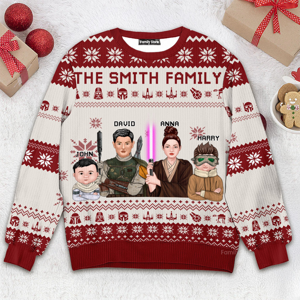 Personalized Family Christmas Ugly Sweater Custom Name Gift