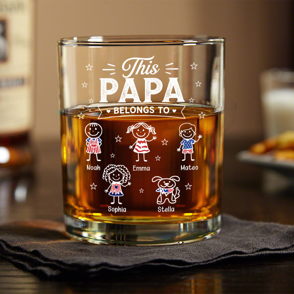 Personalized Whiskey Glass Custom Kid Names Gift for Dad HN590 - Print Rock Glass GradoCreations
