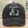 Personalized Best Dad Ever Washed Denim Baseball Cap Gift for Dad HN590 - Washed Denim Baseball Cap GradoCreations