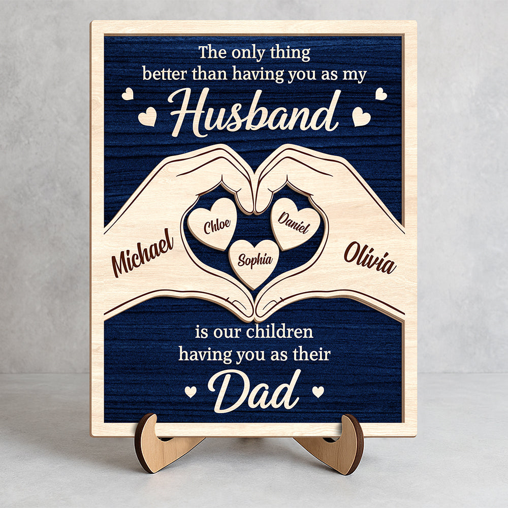 Personalized 2-Layer Wooden Plaque Custom Dad Gift for Father's Day HN590 - 2-Layered Wooden Plaque With Stand GradoCreations