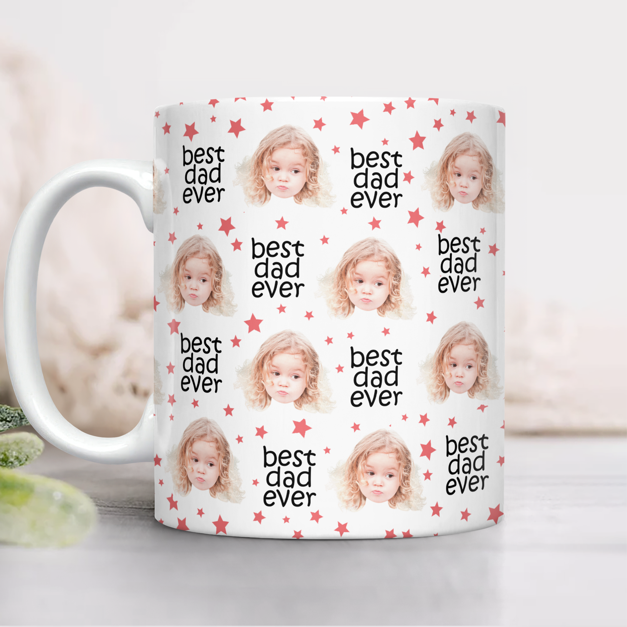 Custom Face Mug with Colored Stars Gift for Dad & Mom HN590 - edge to edge mug GradoCreations