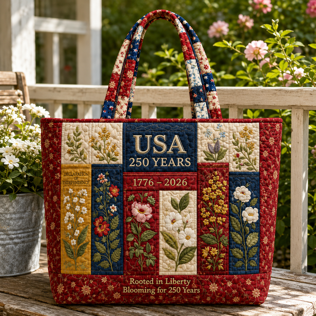 USA 250th Anniversary Quilted Tote Bag Gift for Her