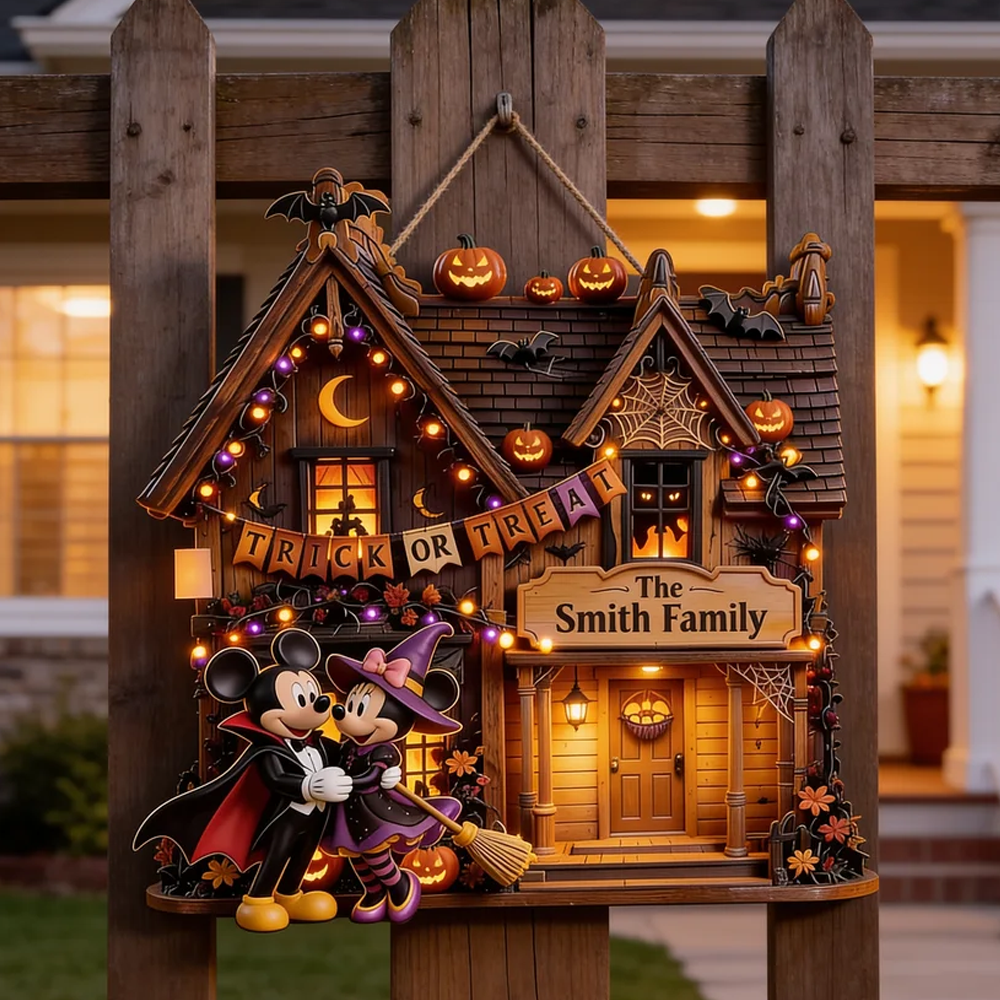 Personalized Halloween Wood Sign Custom Family Name Decor Wood Sign GradoCreations