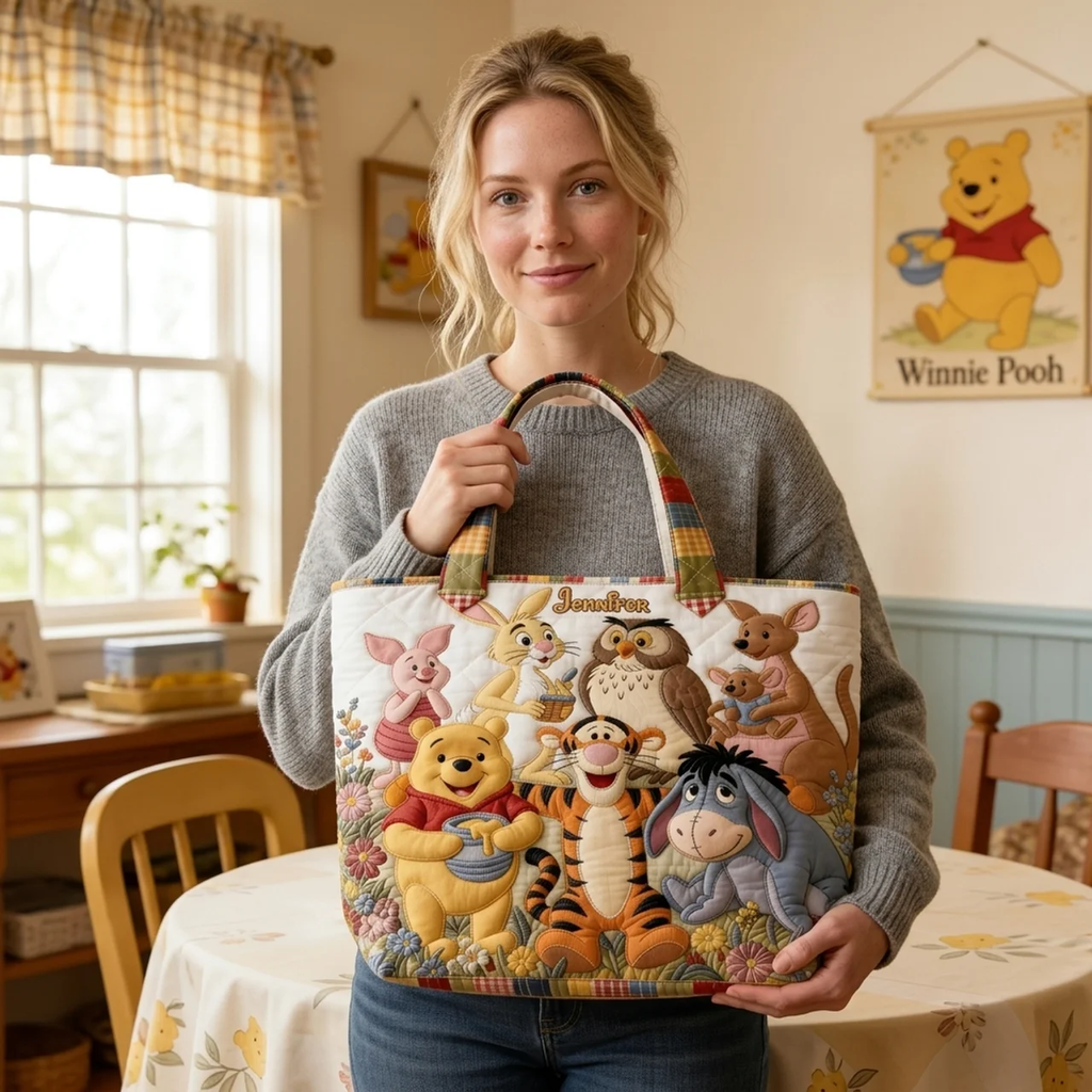Personalized Quilted Tote Bag with Disney Characters Gift for Movie Fans