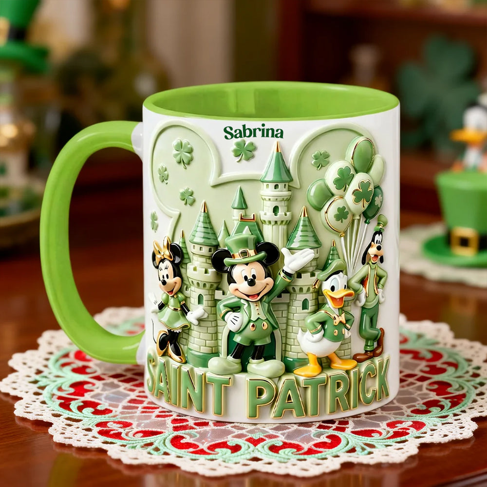 Personalized St. Patrick's Day Mug with Mickey Mouse Design Gift for Her