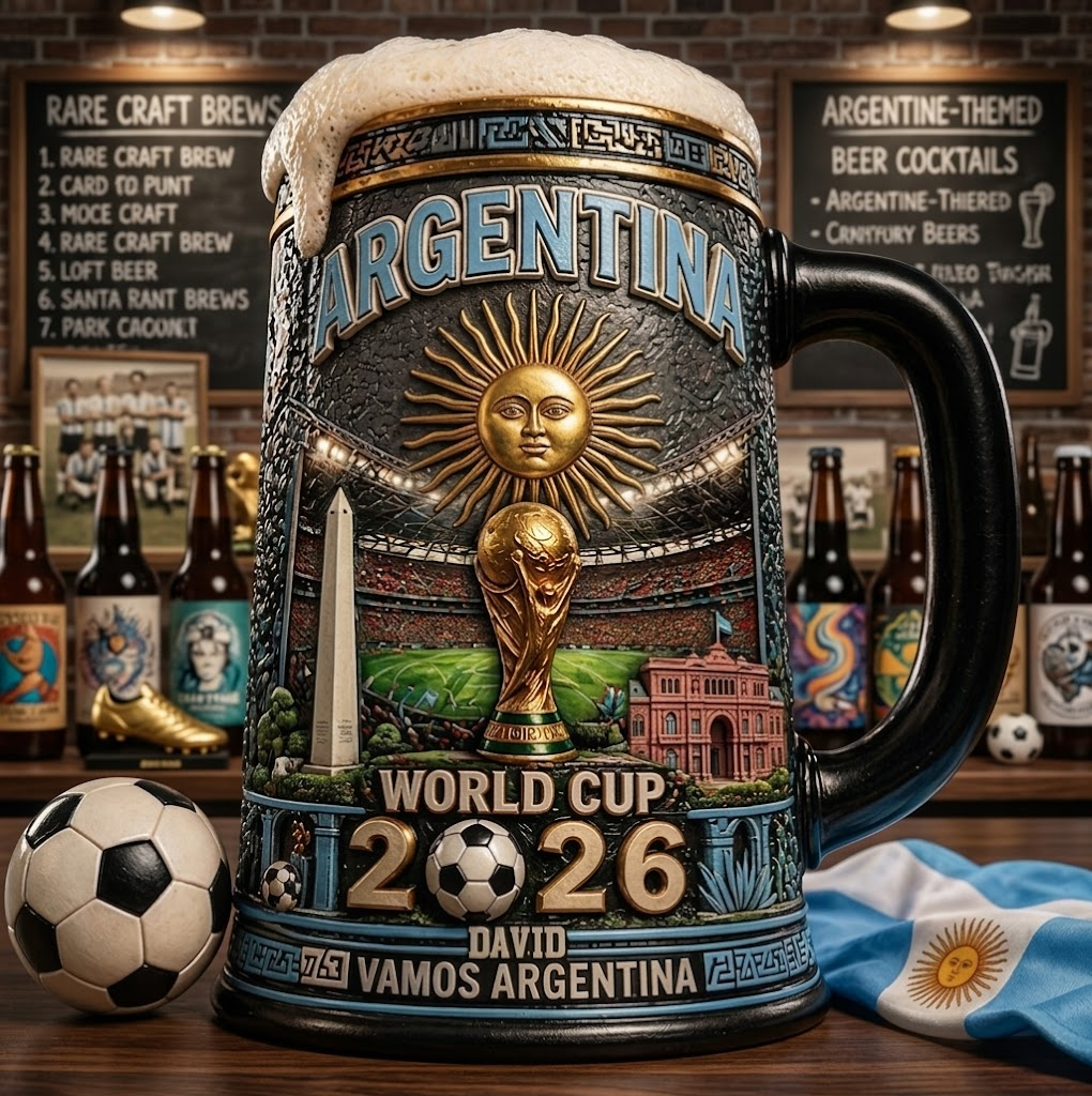 Personalized Argentina Beer Stein Soccer Gift for Fans 2026