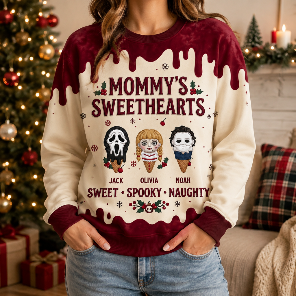 Personalized Spooky Sweetheart All Over Shirt for Mom | Halloween Gift AOP Shirt GradoCreations