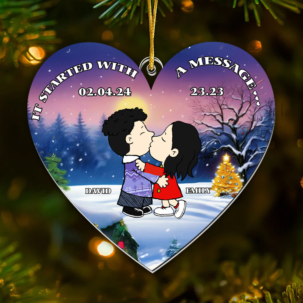 Personalized Acrylic Heart Ornament Custom Couple Gift for Anniversary