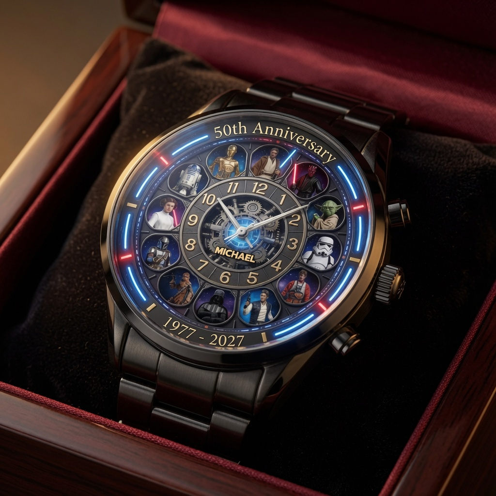 Personalized Galaxy Star Hand Watch Custom Name Gift for Anniversary Hand Watch GradoCreations