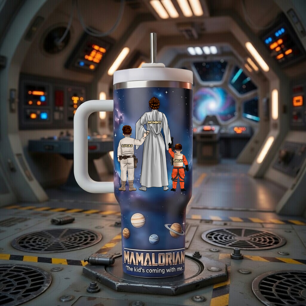 Personalized Mamalorian Tumbler Gift for Mom | Unique Space Design Tumbler GradoCreations