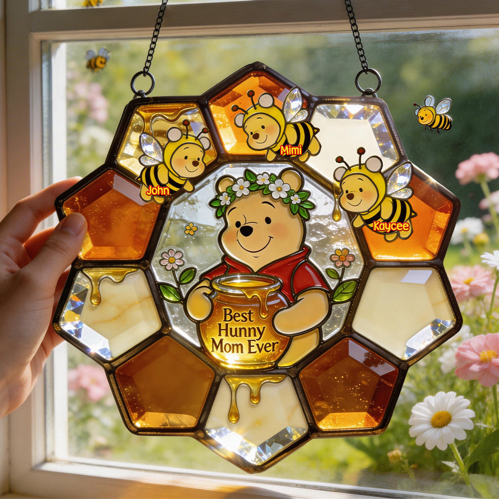 Personalized Honey Bear Suncatcher Gift for Mom | Window Decoration