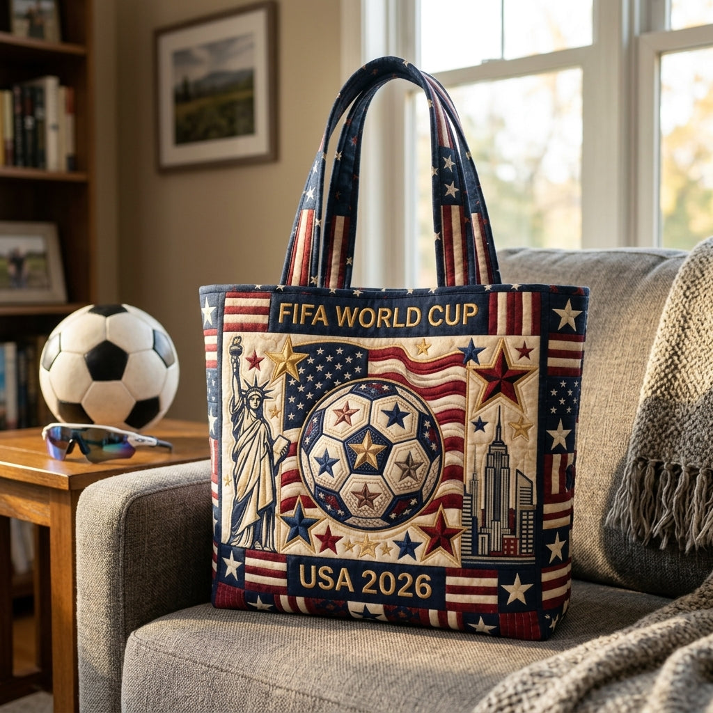 Quilted Tote Bag USA Soccer Championship 2026 Gift for Football Fans