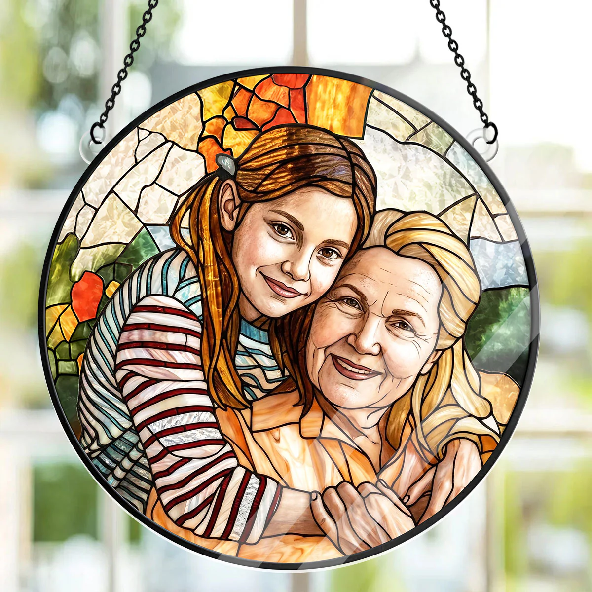 Personalized Acrylic Suncatcher Family Photo Gift for Mom or Grandma