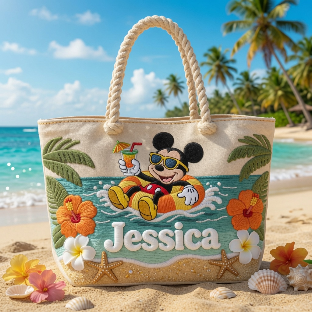 Personalized Beach Bag with Custom Name for Travel Lovers