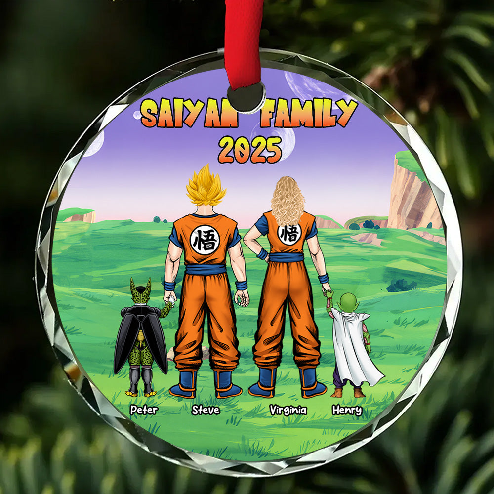 Personalized Saiyan Family Glass Ornament Custom Name Gift