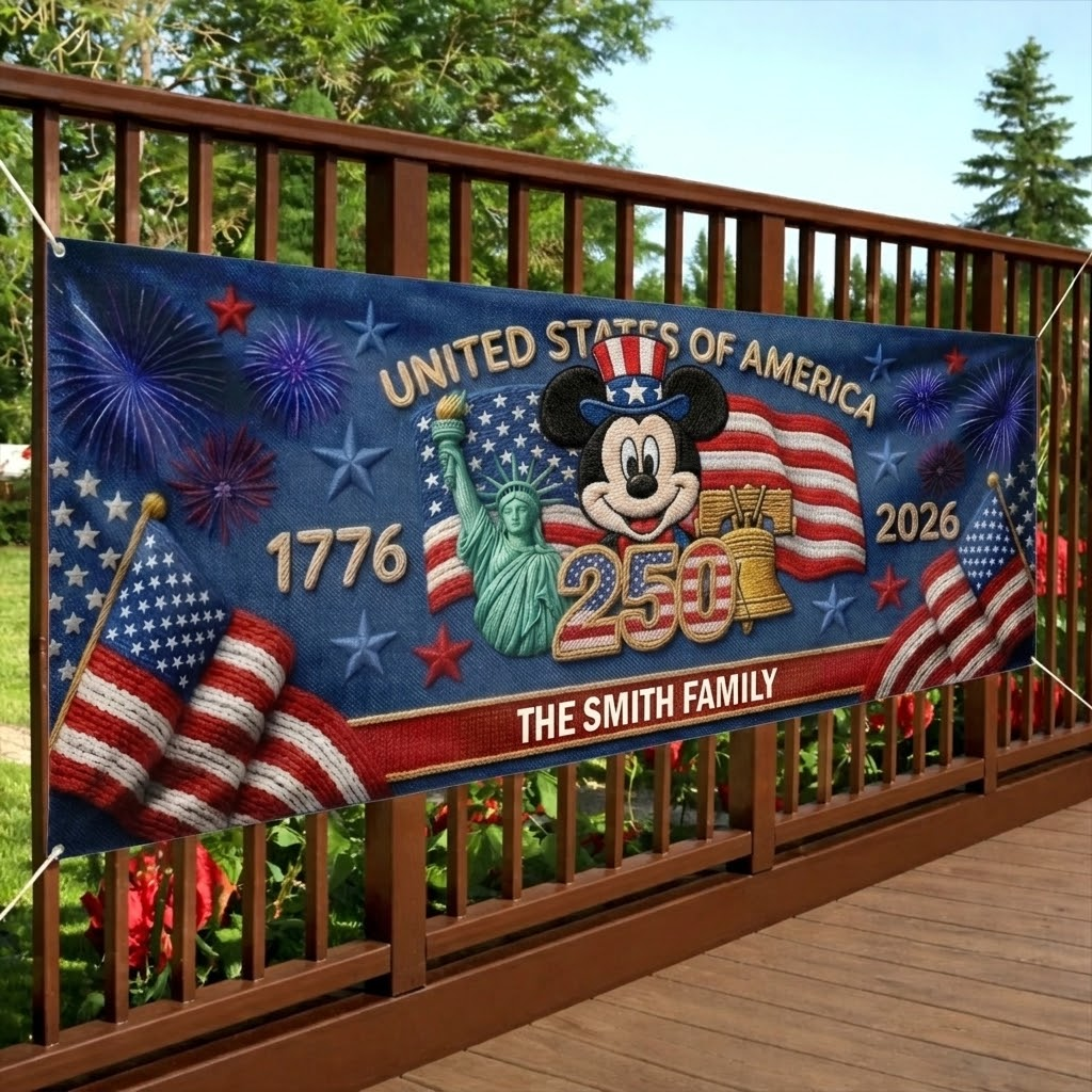 Personalized Outdoor Banner USA 250 Years Custom Family Gift