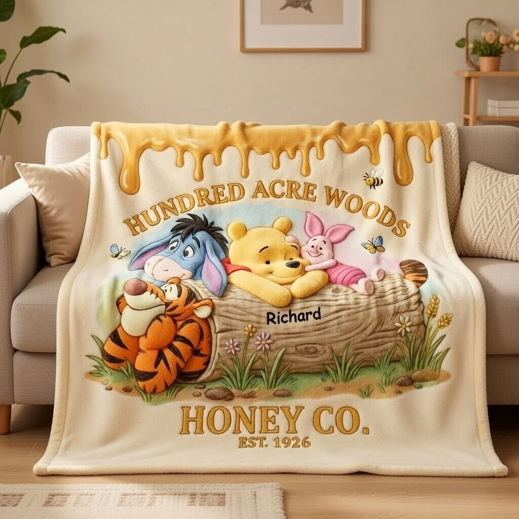 Personalized Woodland Friends Blanket Custom Name Gift for Anniversaries