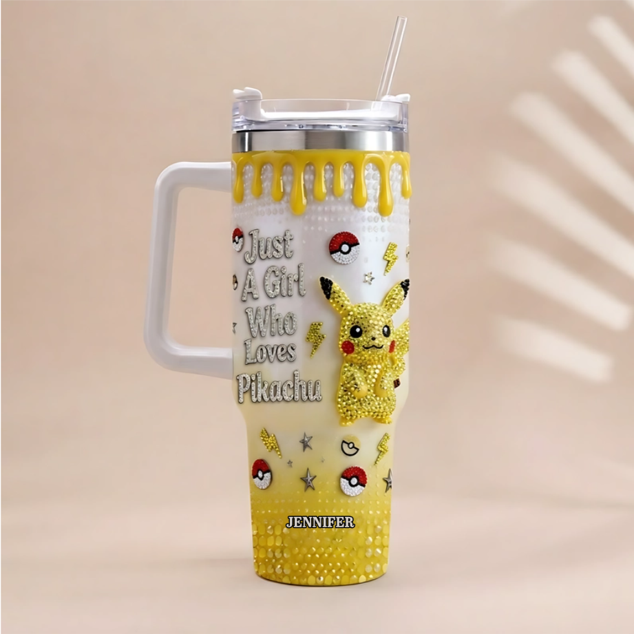 Personalized Pikachu Tumbler with Handle Gift for Her