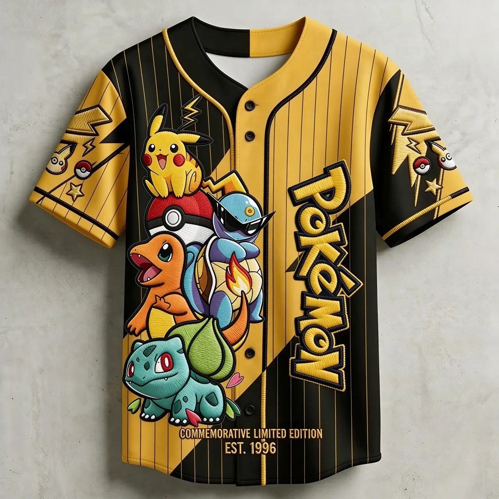 Personalized Pokémon Baseball Jersey Custom Name Gift for Movie Fans